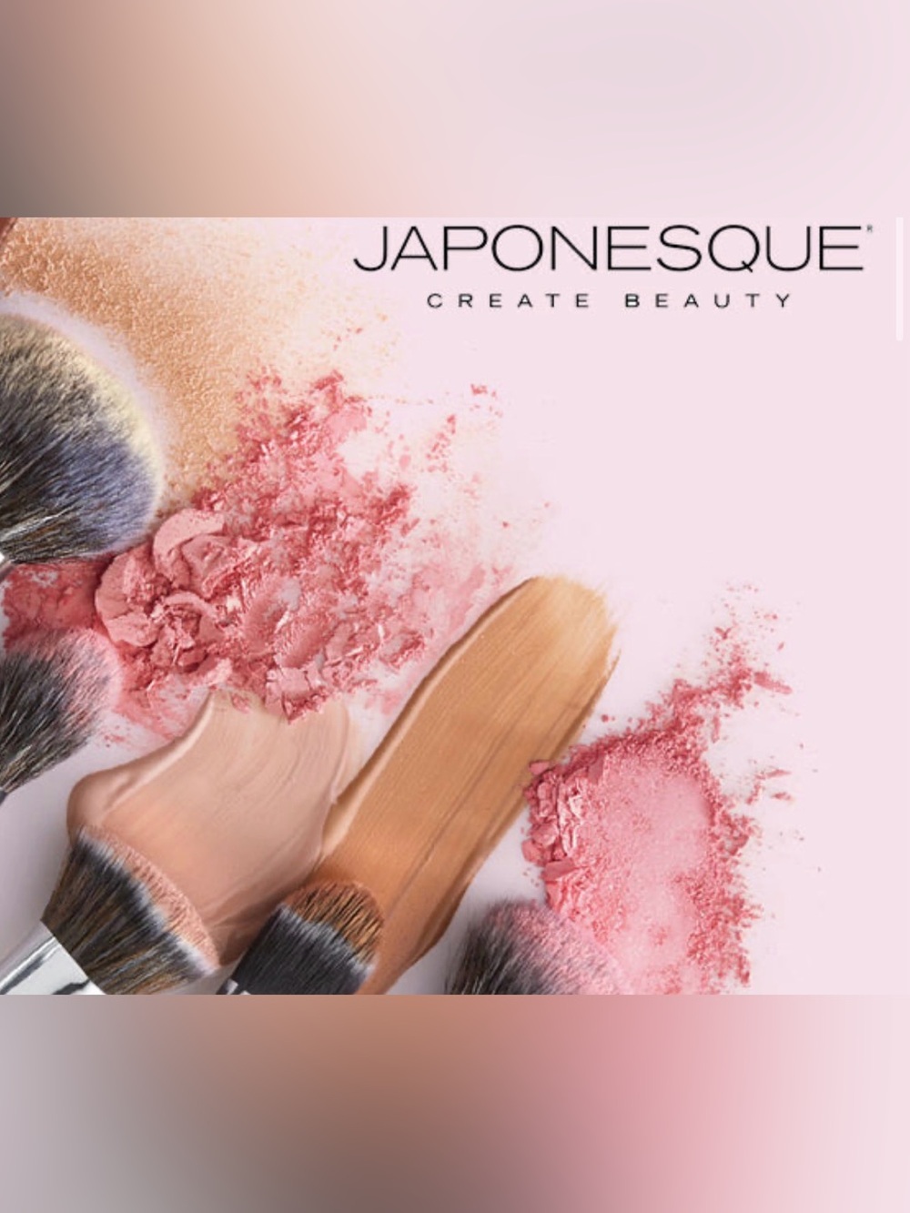 Japonesque Rose Gold Makeup Brush Trio - Pink Handles